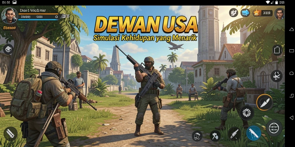 Tampilan gameplay menarik DEWANUSA dengan karakter dan aktivitas sehari-hari.