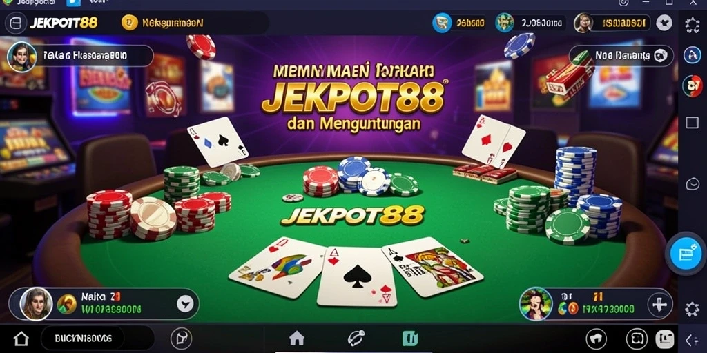 Screenshot gameplay poker di JEKPOT88, menampilkan aksi permainan yang seru.