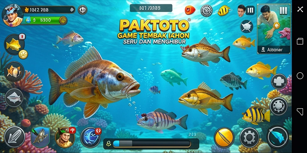 Screenshot utama PAKTOTO menunjukkan gameplay Tembak Ikan yang seru.