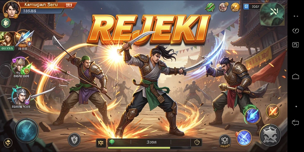 Tampilan pertarungan seru dengan karakter-karekter unik di REJEKI.