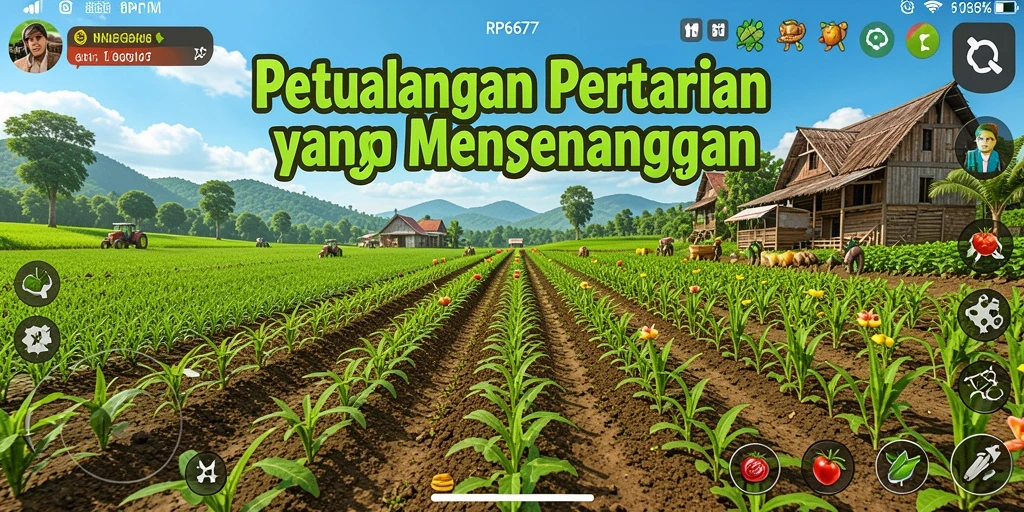 Tampilan gameplay RP6677 yang menggambarkan aktivitas bertani.