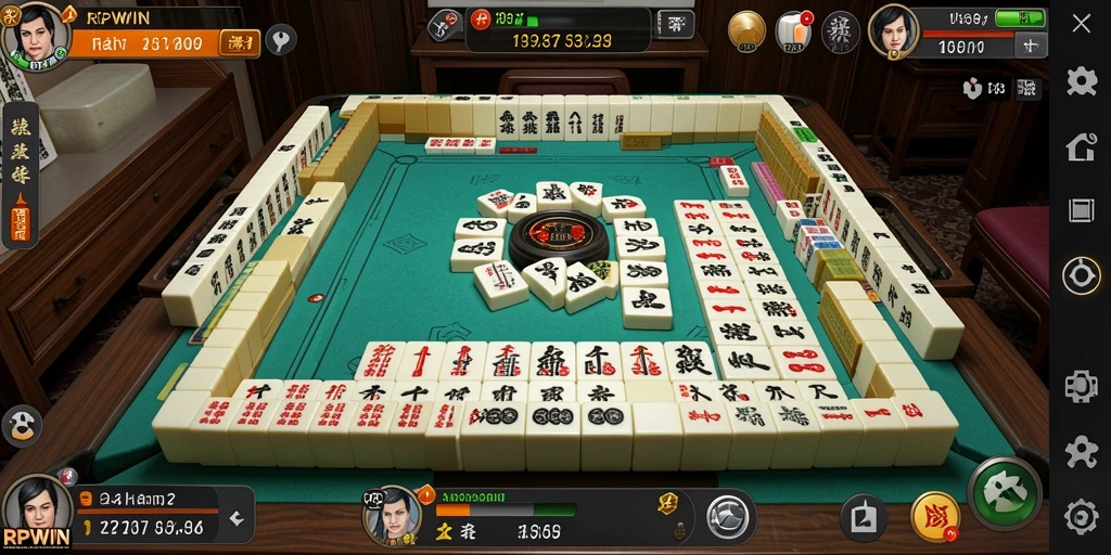 Screenshot gameplay RPWIN yang menarik dengan ubin Mahjong.