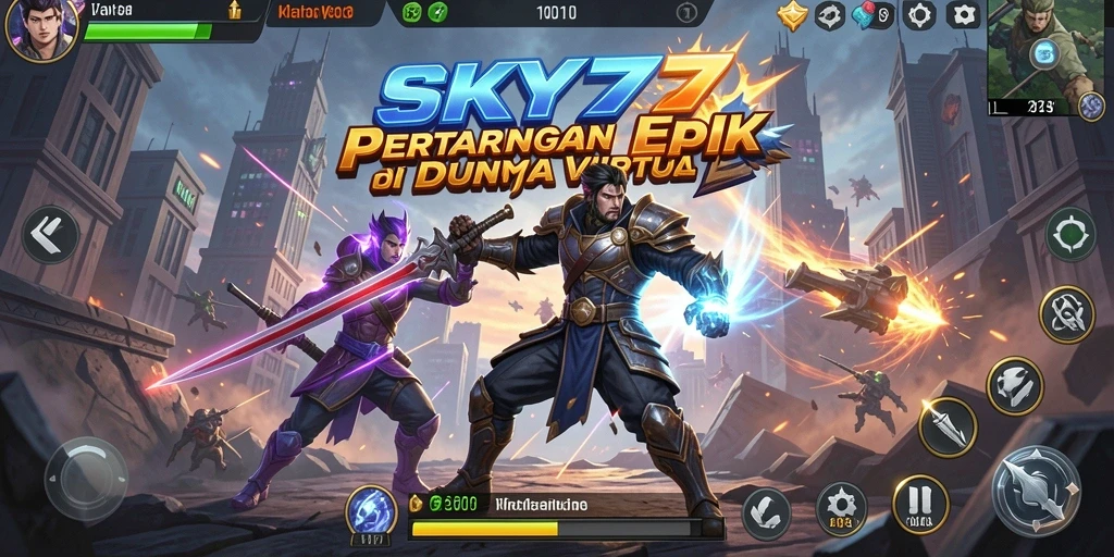 Tampilan gameplay pertarungan epik di SKY77.