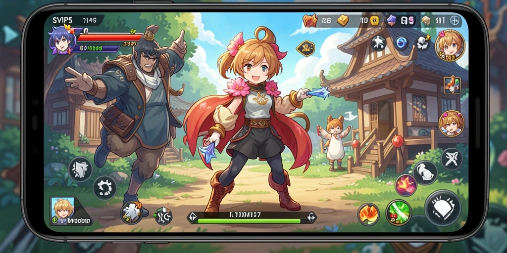 Tampilan menawan dari gameplay SVIP5 yang berisi karakter Anime.