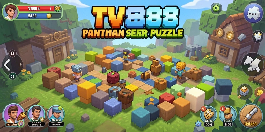 Screenshot utama TV888 menampilkan gameplay seru dalam menyusun puzzle.